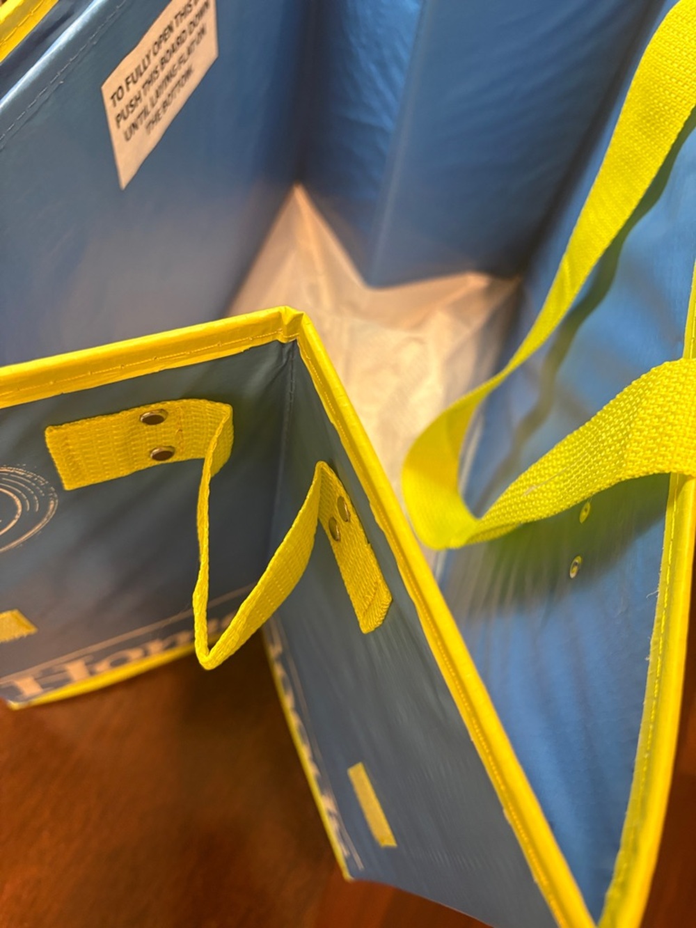 Collapsible Box Tote - Blue and Yellow Trim - Picture 16 of 16